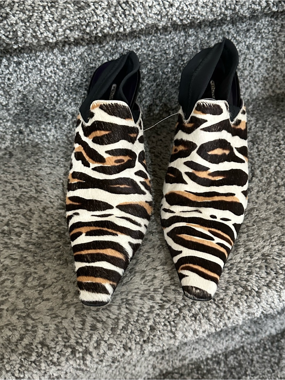 Donald J Pliner western animal leopard calf hair mules stiletto heel size 8 - Picture 2 of 8